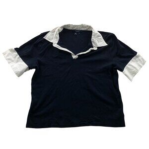 Chaps Womens Polo Shirt Size XL Short Sleeve Pullover 100% Cotton Casial Navy